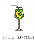 Colored icon of glass with alcoholic cocktail. Icon for the bar menu. Vector illustration. 85473314