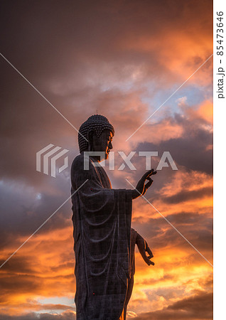 茨城県阿見町 朝焼けに染まる牛久大仏 茨城県阿見町 朝焼けに染まる牛久大仏 85473646