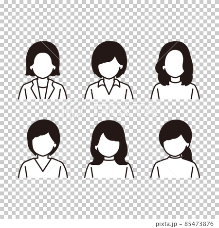 女人圖標設置單色插圖 85473876