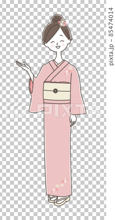 A woman wearing a kimono that guides you with a smile 85474014