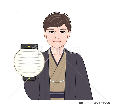 渋い色の羽織袴を着た男性 85474550