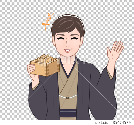 渋い色の羽織袴を着た男性 85474579