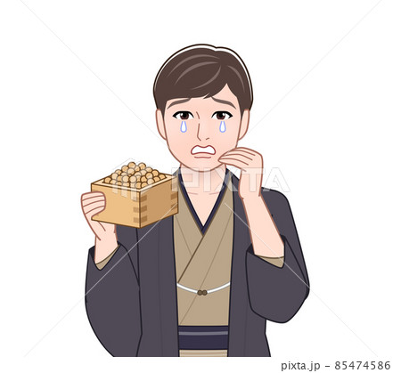 渋い色の羽織袴を着た男性 渋い色の羽織袴を着た男性 85474586