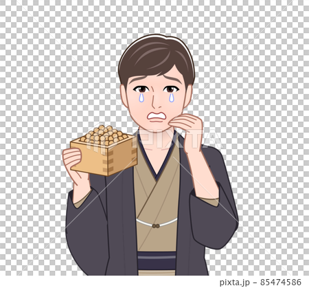 渋い色の羽織袴を着た男性 渋い色の羽織袴を着た男性 85474586