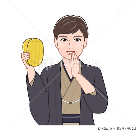 渋い色の羽織袴を着た男性 85474613