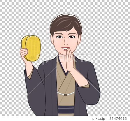 渋い色の羽織袴を着た男性 85474613