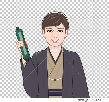 A man wearing a bitter-colored haori hakama A man wearing a bitter-colored haori hakama 85474669