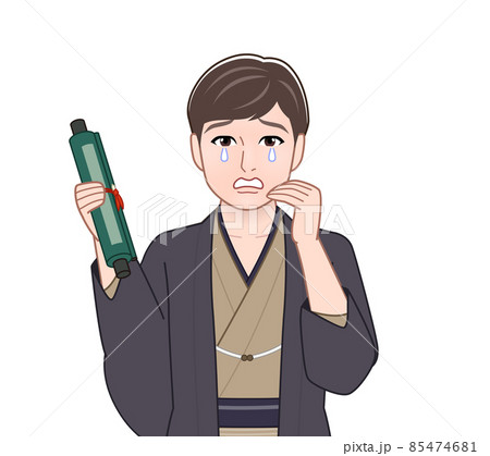 渋い色の羽織袴を着た男性 渋い色の羽織袴を着た男性 85474681