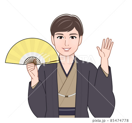 渋い色の羽織袴を着た男性 85474778