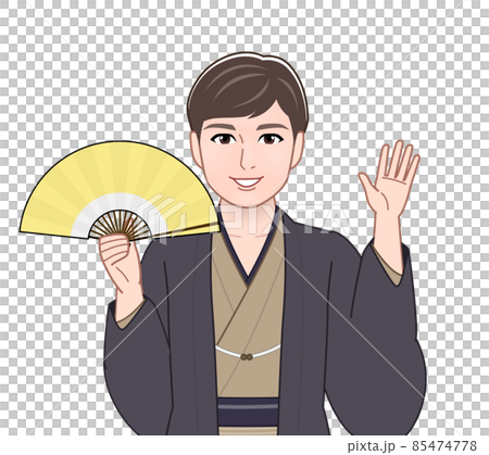 渋い色の羽織袴を着た男性 85474778