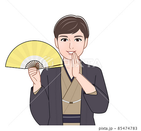 渋い色の羽織袴を着た男性 渋い色の羽織袴を着た男性 85474783