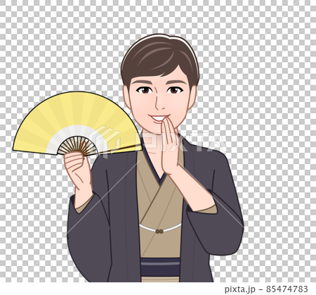 渋い色の羽織袴を着た男性 渋い色の羽織袴を着た男性 85474783