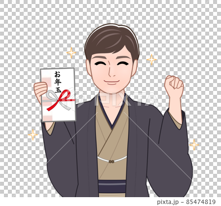 A man wearing a bitter-colored haori hakama 85474819