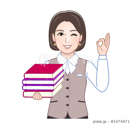 事務所にいる女性のイラストのイラスト素材