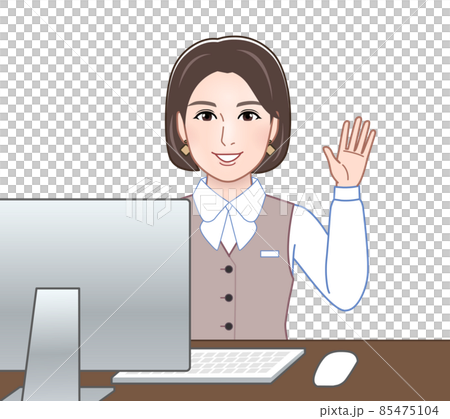 事務所にいる女性のイラストのイラスト素材