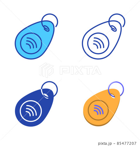 RFID key icon set in flat and line style RFID key icon set in flat and line style 85477207