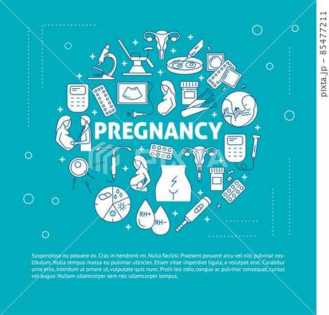 Pregnancy round banner template with text 85477211