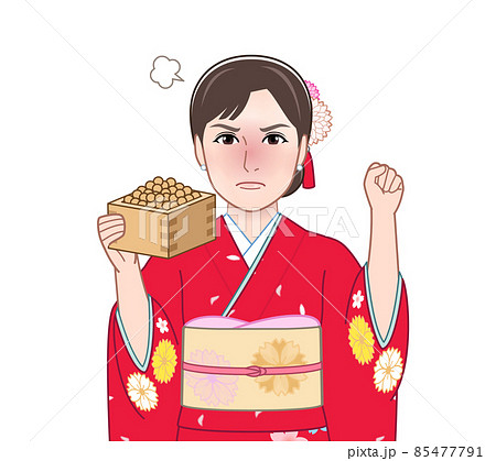 赤い晴れ着を着た女性 85477791
