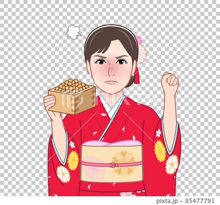 赤い晴れ着を着た女性 85477791