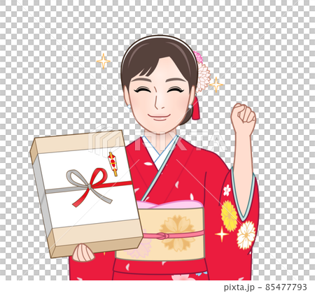 赤い晴れ着を着た女性 赤い晴れ着を着た女性 85477793