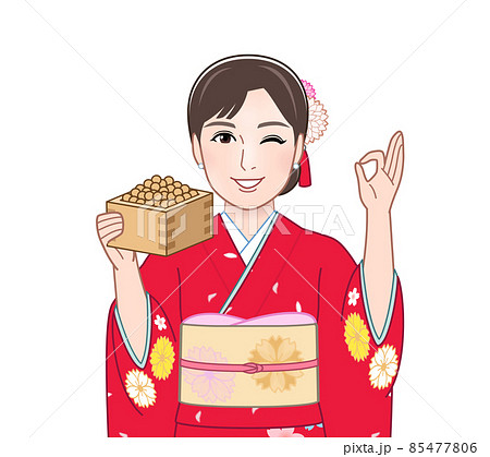 赤い晴れ着を着た女性 赤い晴れ着を着た女性 85477806
