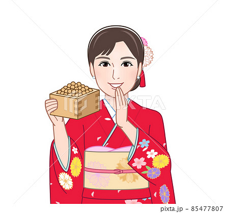 赤い晴れ着を着た女性 85477807