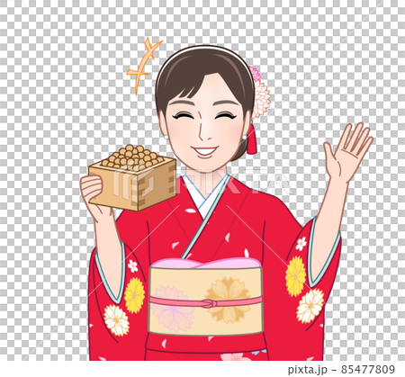 赤い晴れ着を着た女性 赤い晴れ着を着た女性 85477809