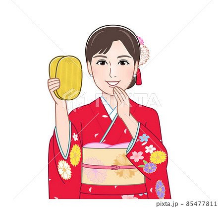 赤い晴れ着を着た女性 赤い晴れ着を着た女性 85477811