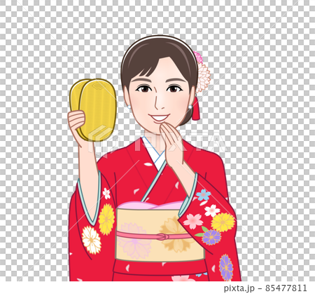 赤い晴れ着を着た女性 赤い晴れ着を着た女性 85477811