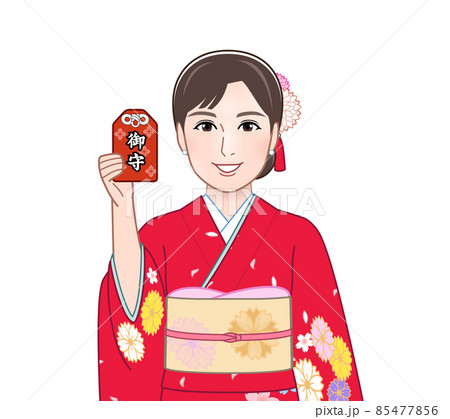 赤い晴れ着を着た女性 85477856