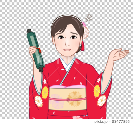 Young woman in red kimono 85477895