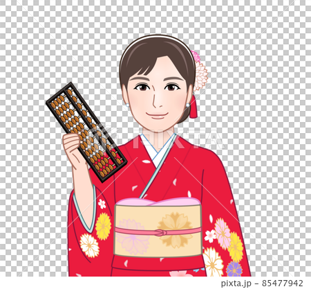 穿著紅色和服的年輕女子 穿著紅色和服的年輕女子 85477942