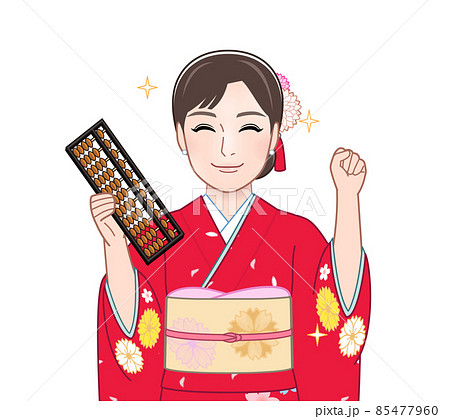 赤い晴れ着を着た若い女性 85477960