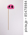 Pink pig nose piggie shape paper die cut selfie portrait party fun paper prop sticker stick on white background  85478984