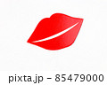 Red female lip shape paper die cut selfie portrait party fun paper prop sticker stick on white background  85479000