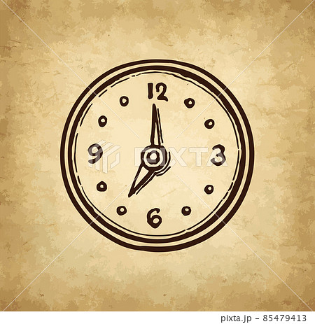 Ink sketch of clock dial face. 85479413