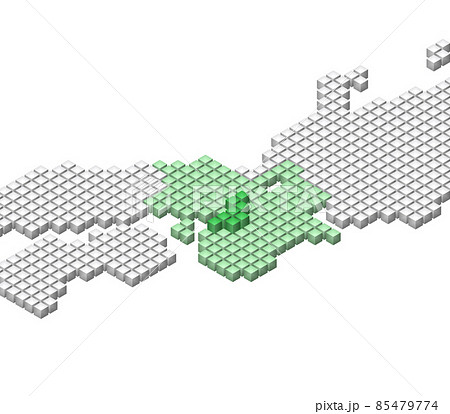 キューブドットの3d日本地図 近畿 大阪のイラスト素材