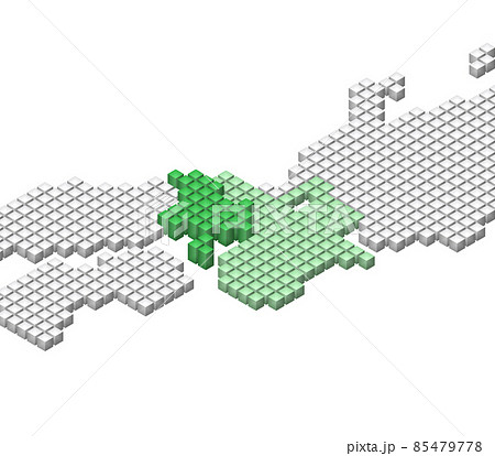 キューブドットの3d日本地図 近畿 兵庫のイラスト素材