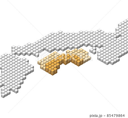 キューブドットの3d日本地図 四国 高知のイラスト素材