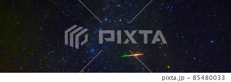 Panorama of starry sky at night on dark blue background with many stars and galaxies 85480033