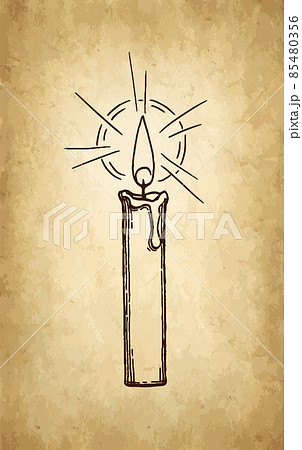 Burning candle ink sketch. 85480356