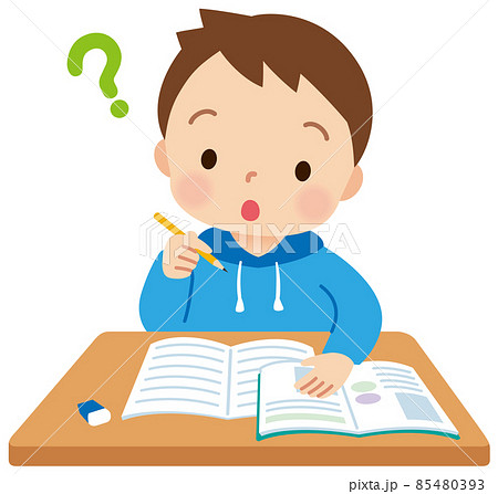 勉強する子供 疑問 ハテナ 男の子 小学生のイラスト素材 勉強する子供 疑問 ハテナ 男の子 小学生のイラスト素材