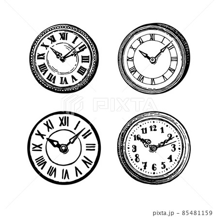 Ink sketch of clock dial faces. Ink sketch of clock dial faces. 85481159