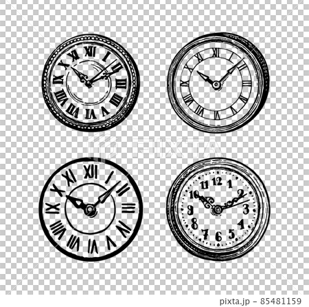 Ink sketch of clock dial faces. Ink sketch of clock dial faces. 85481159