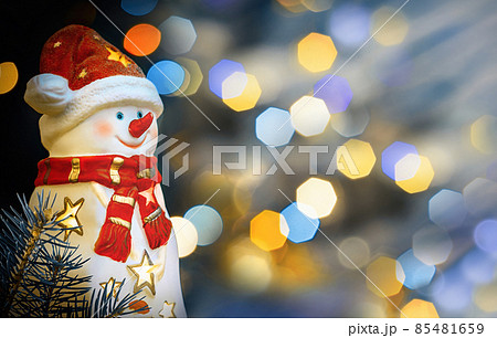 Christmas decoration banner, background, card- snowman figurine candle light holder. Christmas decoration banner, background, card- snowman figurine candle light holder. 85481659