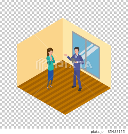 A man explaining in a real estate preview 85482155