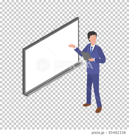 A man explaining with a whiteboard - Stock Illustration [85482156] - PIXTA