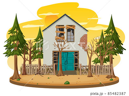 Isolated old broken house in the rural Isolated old broken house in the rural 85482387