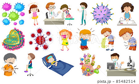 Set of sick people with different symptoms 85482514