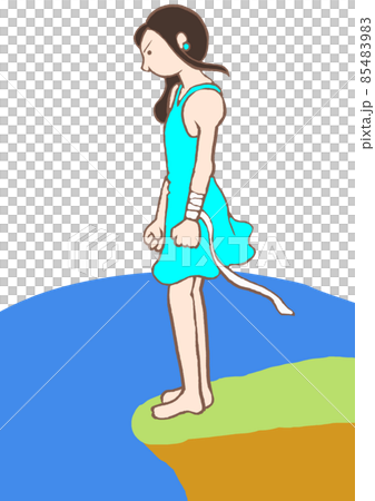 パーソナリティ障害　海岸から飛び降りようとする女性 85483983